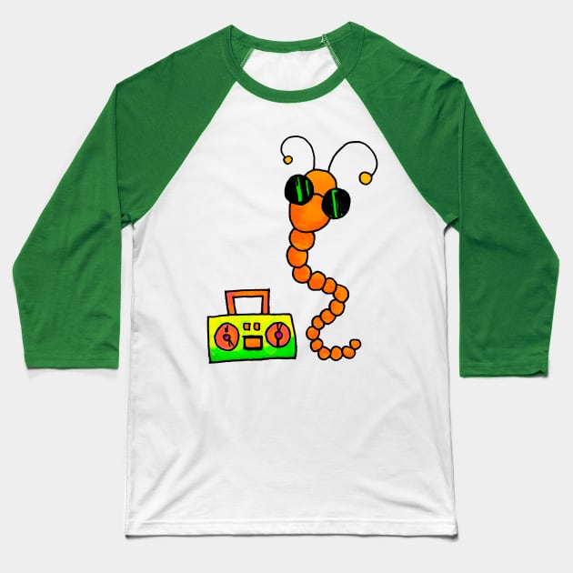 funky worm Baseball T-Shirt by MerryDee